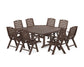 POLYWOOD Nautical Highback 9-Piece Square Farmhouse Dining Set with Trestle Legs — Mahogany