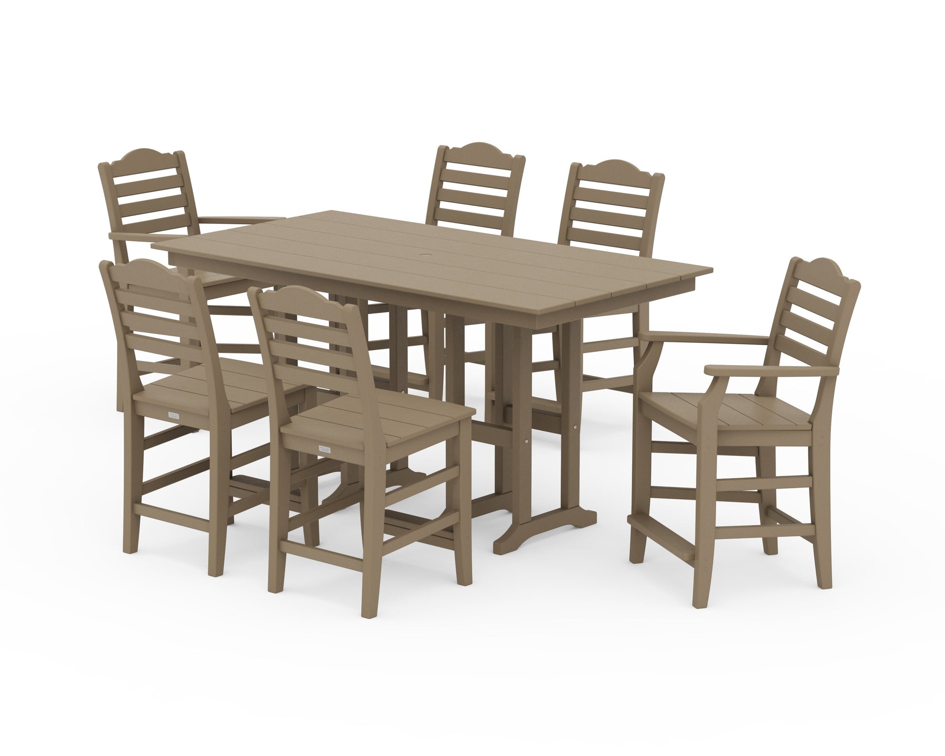 POLYWOOD Savannah 7-Piece Farmhouse Counter Set — Vintage Sahara