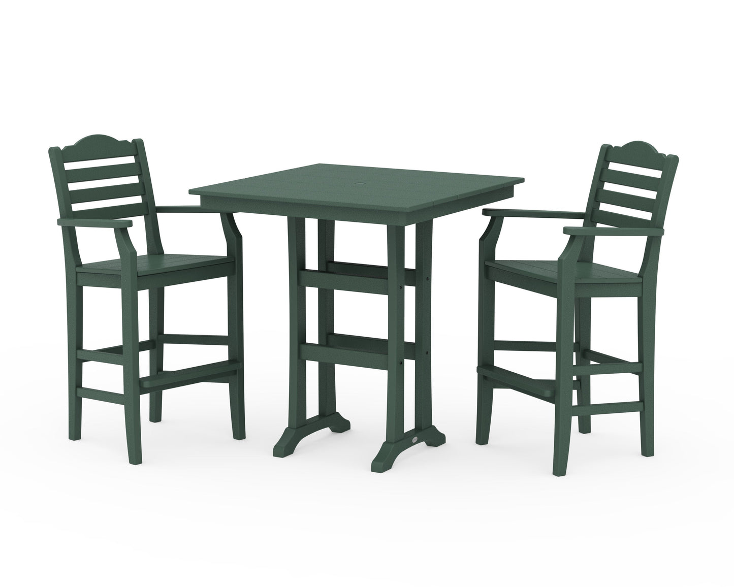 POLYWOOD Savannah 3-Piece Farmhouse Bar Set with Trestle Legs — Green