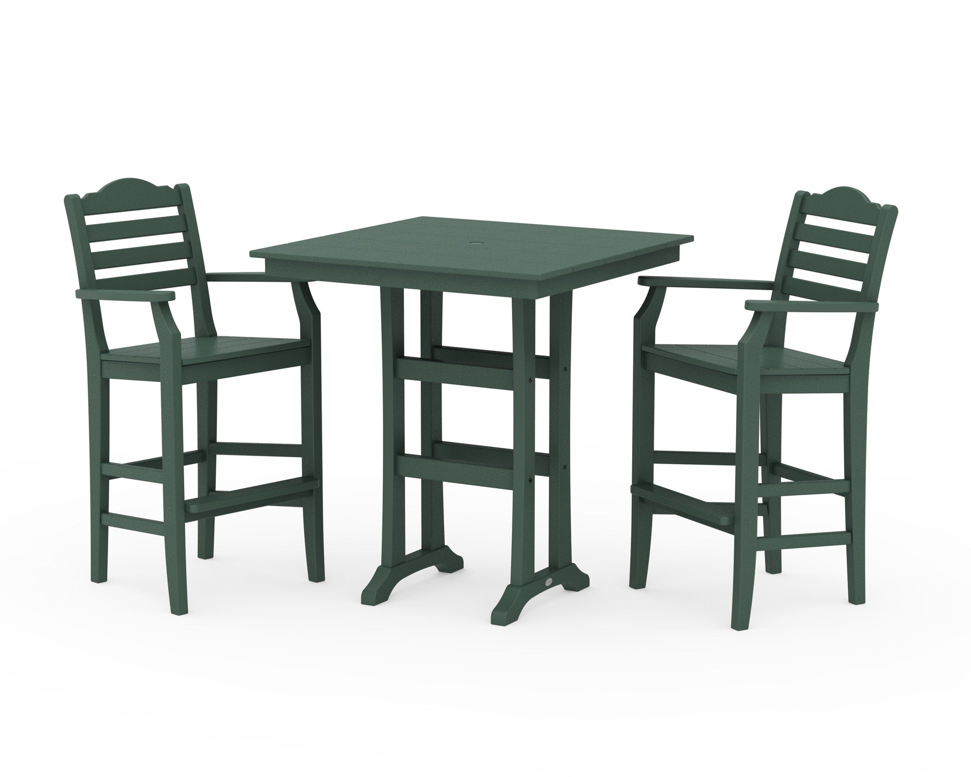POLYWOOD Savannah 3-Piece Farmhouse Bar Set with Trestle Legs — Green