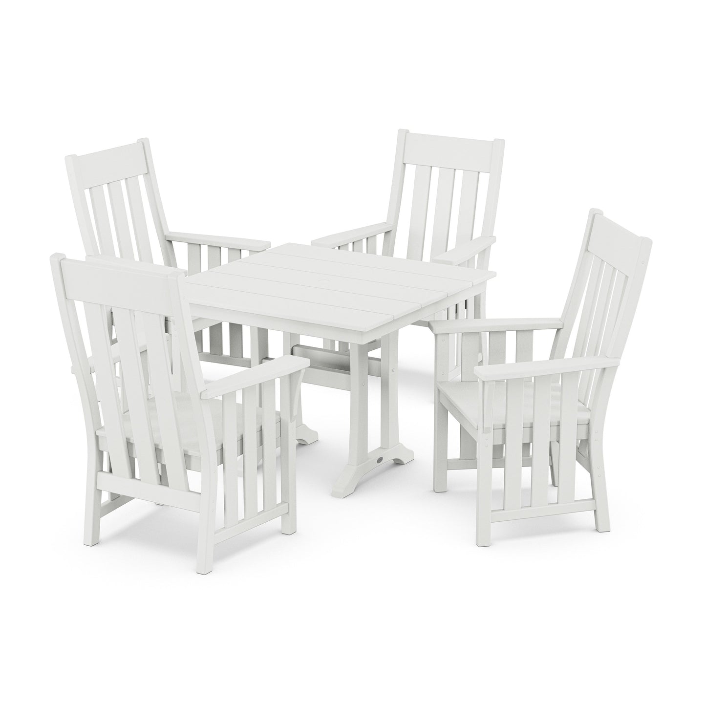 POLYWOOD Acadia 5-Piece Farmhouse Dining Set with Trestle Legs — White