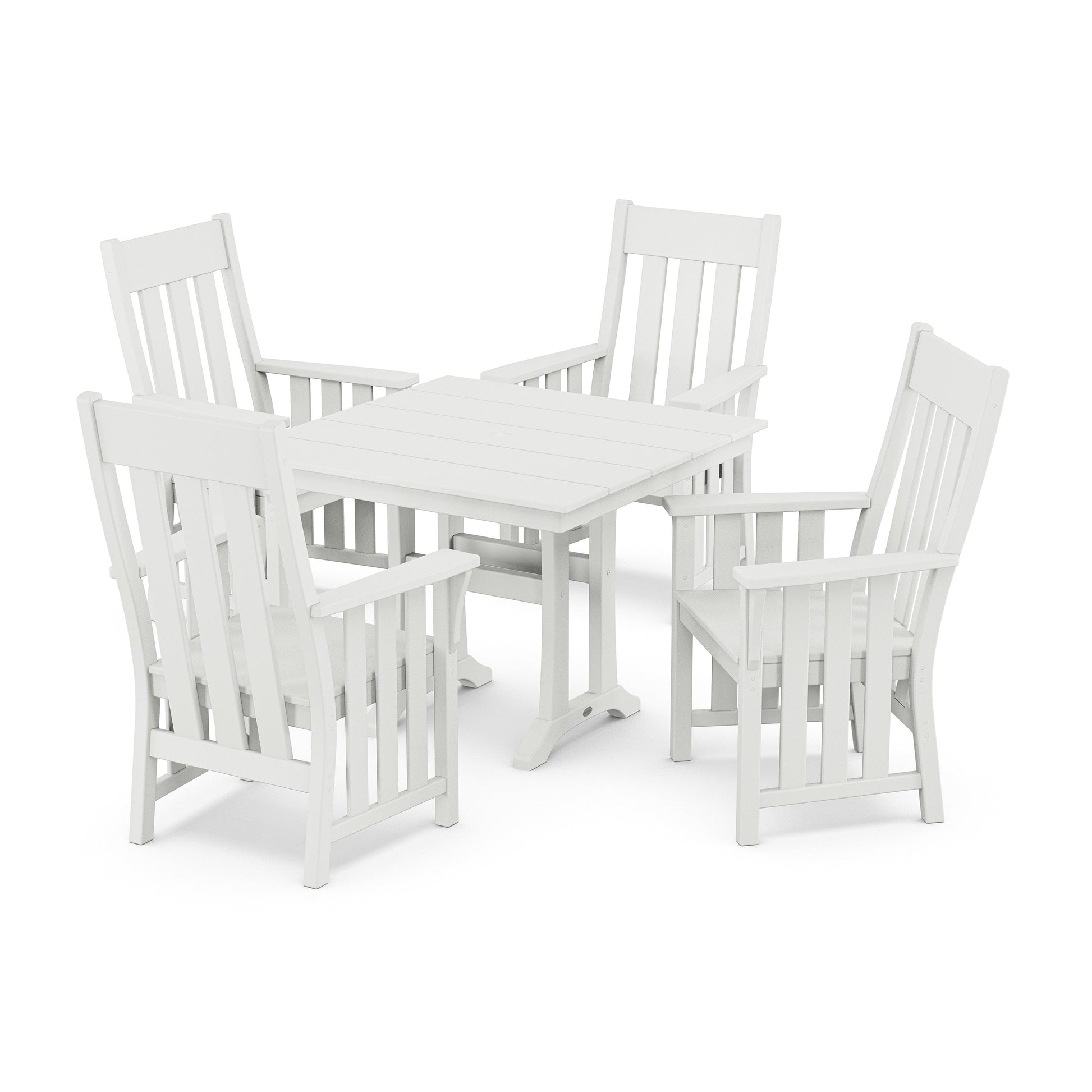 POLYWOOD Acadia 5-Piece Farmhouse Dining Set with Trestle Legs — White
