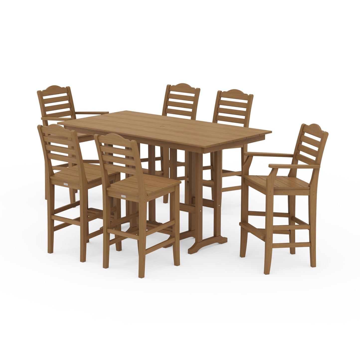 POLYWOOD Savannah 7-Piece Farmhouse Bar Set — Natural
