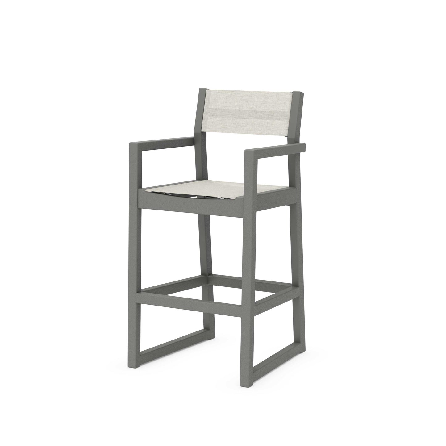 POLYWOOD EDGE Sling Bar Arm Chair — Slate Grey / Parchment Sling