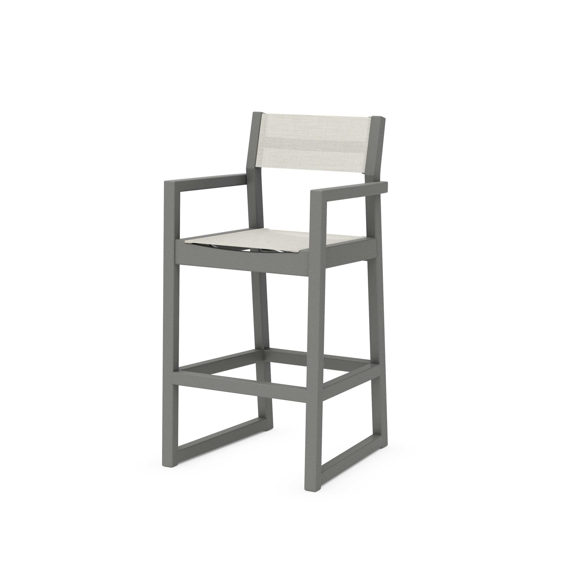 POLYWOOD EDGE Sling Bar Arm Chair — Slate Grey / Parchment Sling