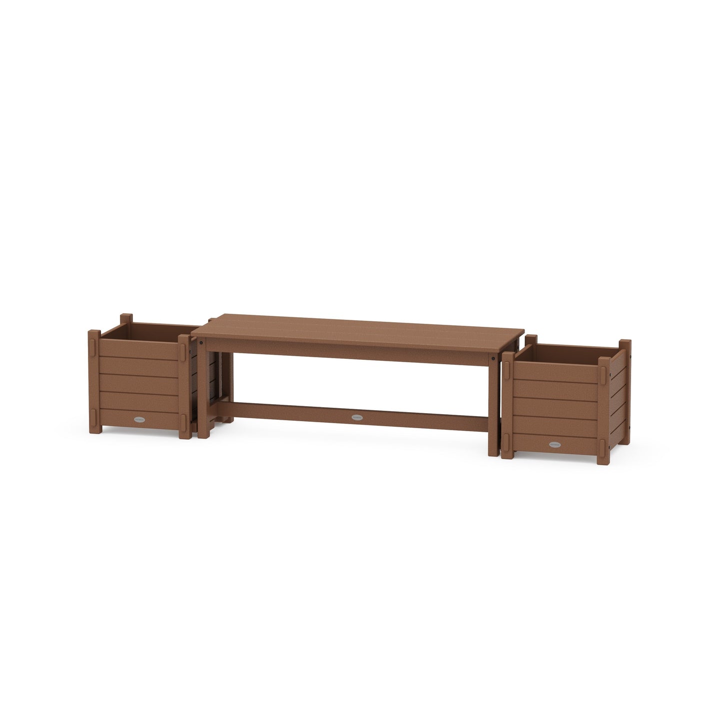 POLYWOOD 48" Nautical Straight Planter Bench Set — Teak