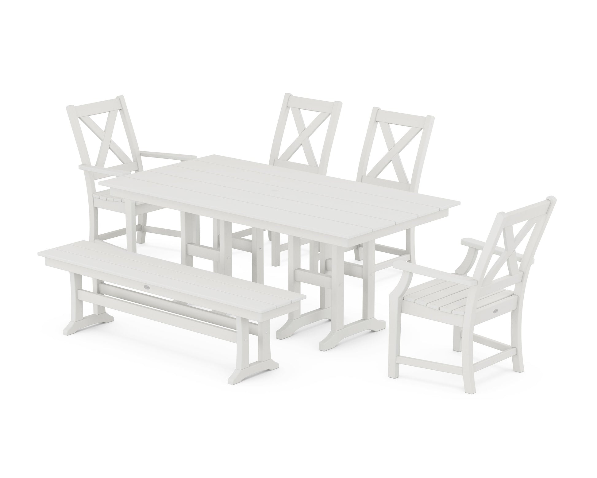 POLYWOOD Braxton 6-Piece Farmhouse Dining Set — Vintage White
