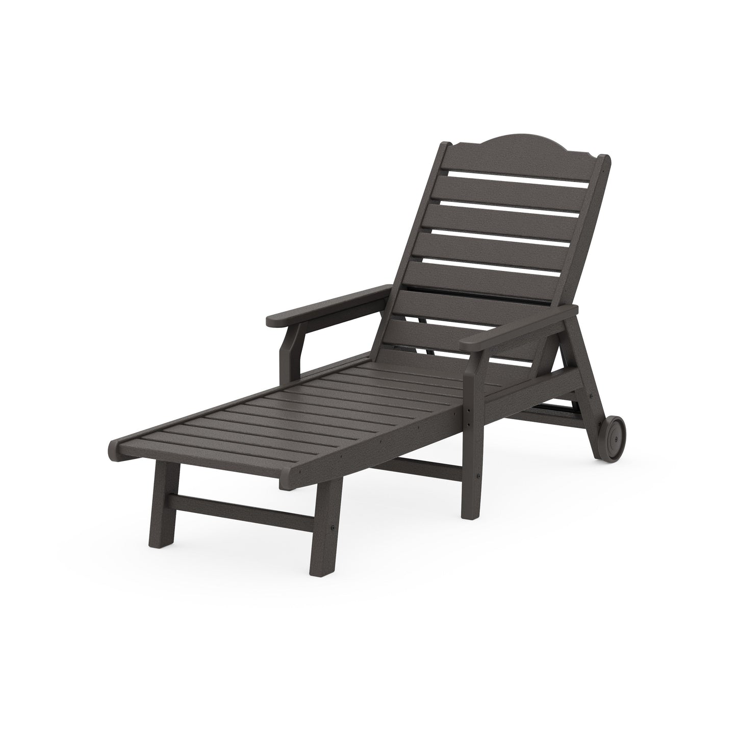 POLYWOOD Savannah Chaise with Arms and Wheels — Vintage Coffee