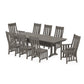 POLYWOOD Acadia 9-Piece Farmhouse Dining Set with Trestle Legs — Driftwood