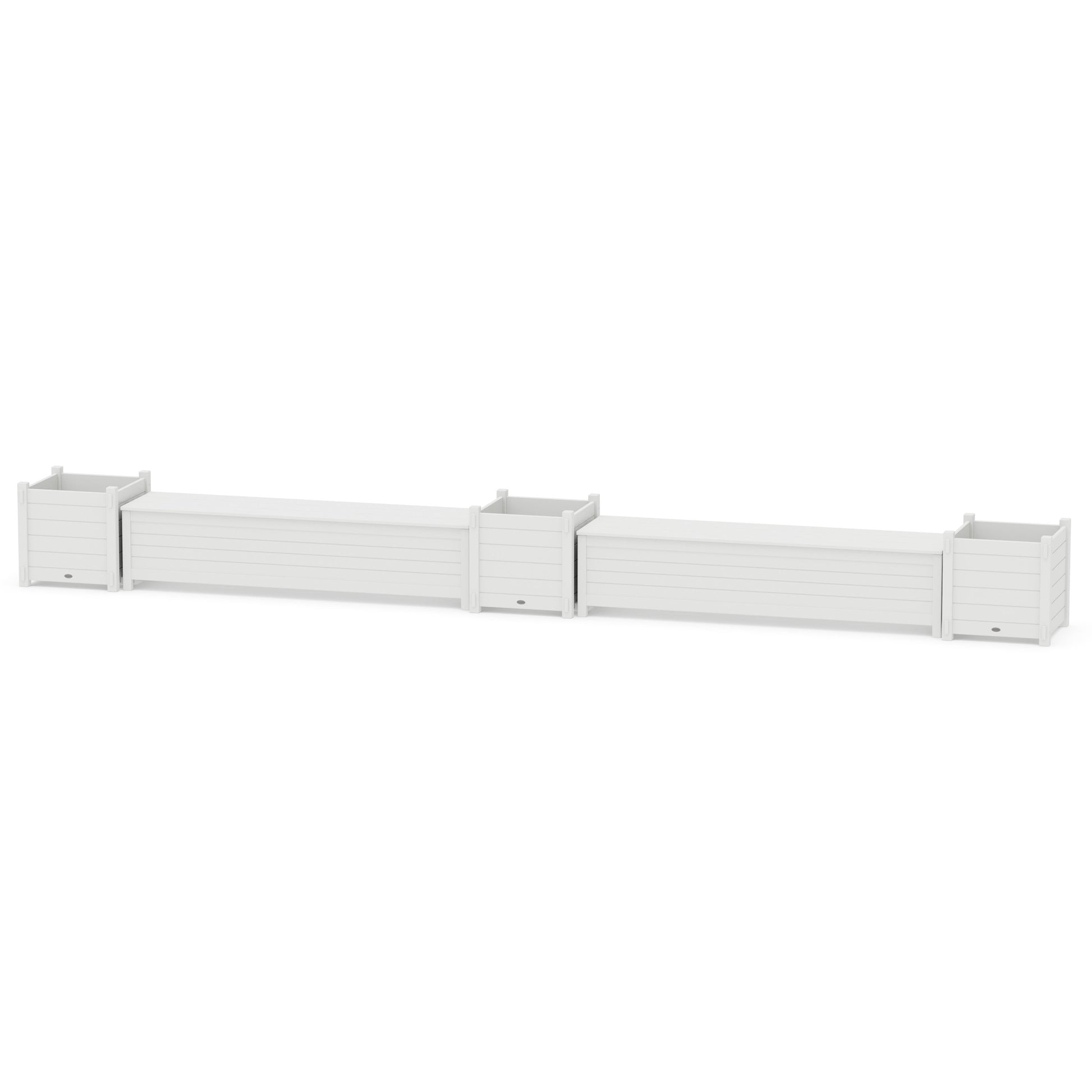 POLYWOOD 72" Nautical Straight Double Planter Storage Bench Set- Large — White