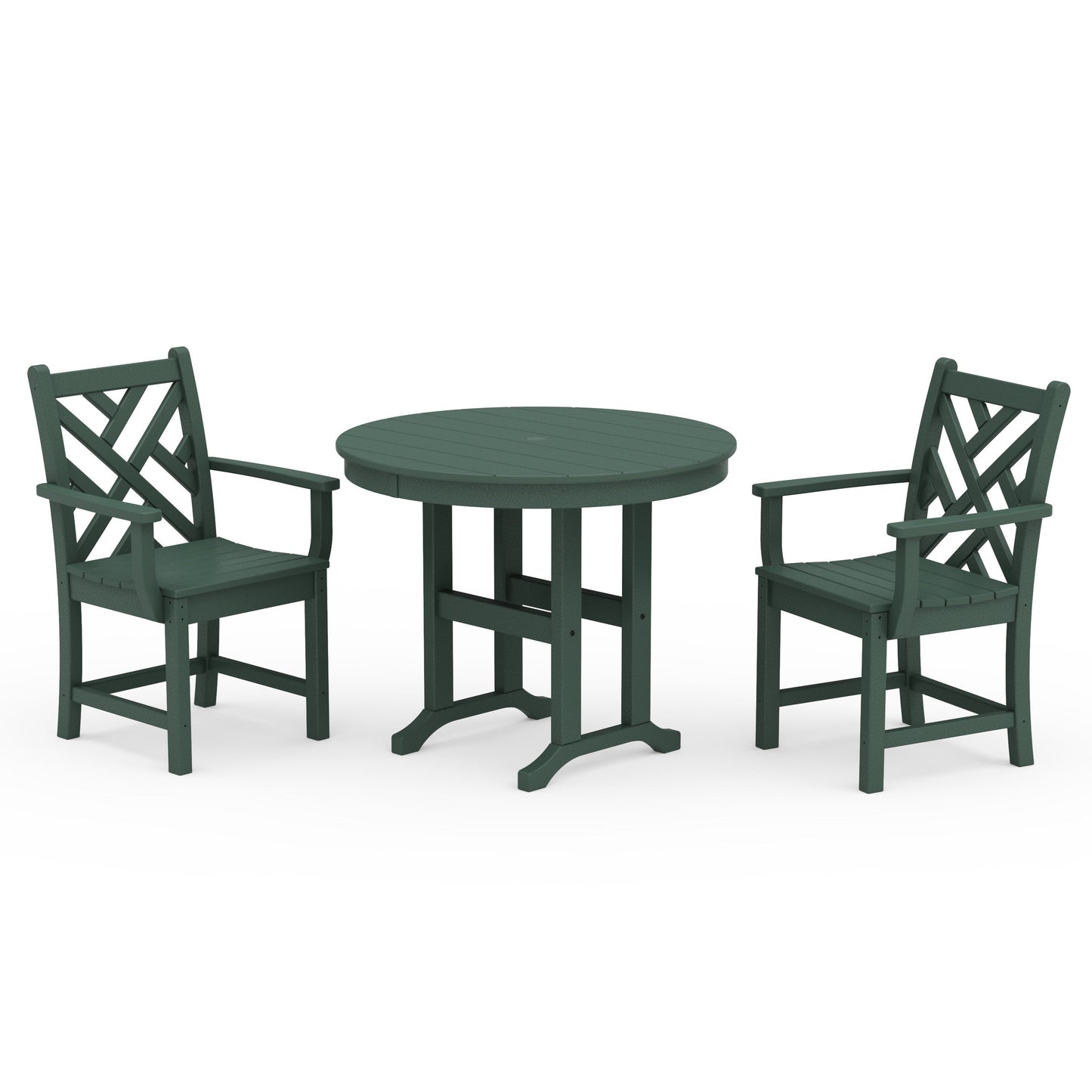POLYWOOD Chippendale 3-Piece Round Dining Set — Green