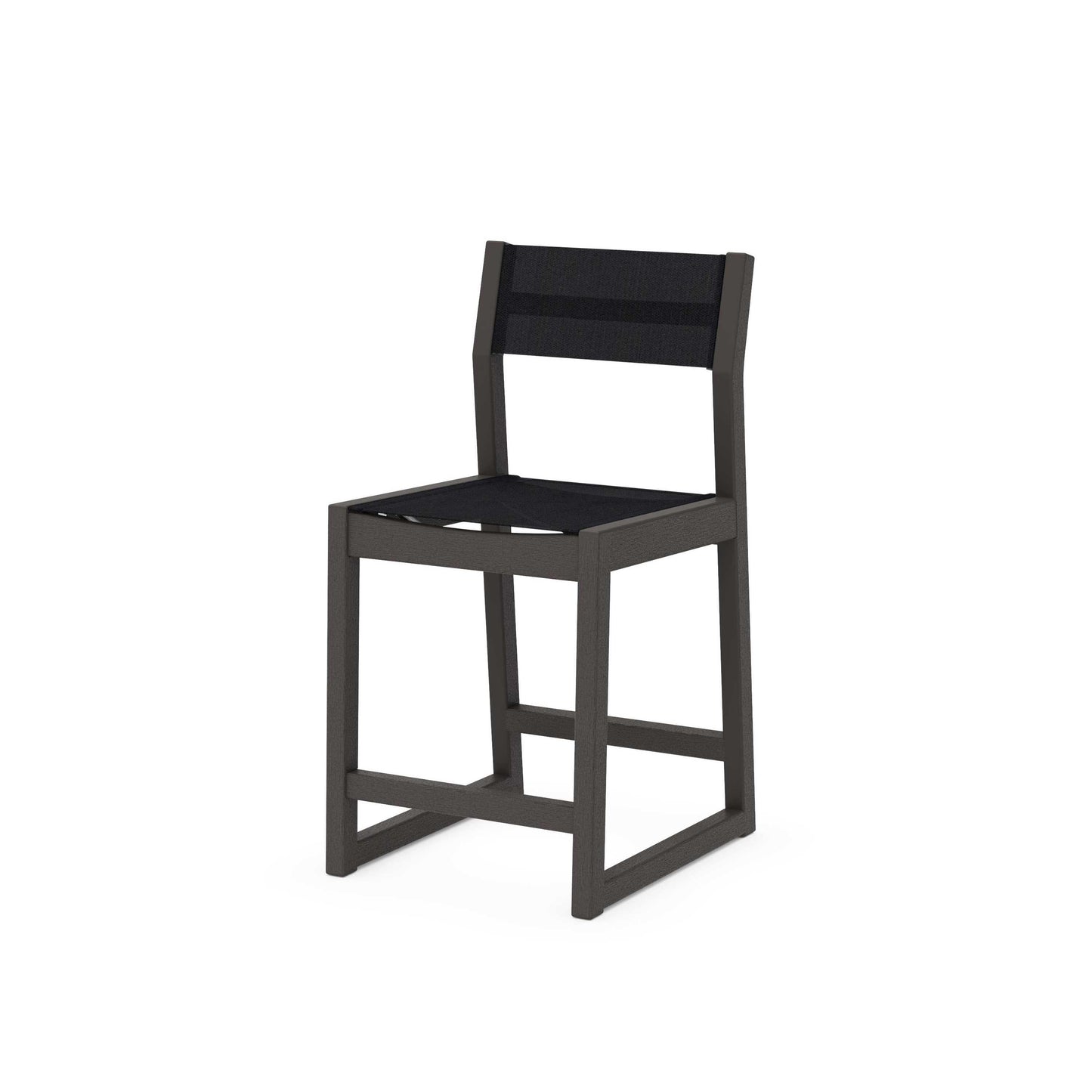 POLYWOOD EDGE Sling Counter Side Chair — Vintage Coffee / Black Sling
