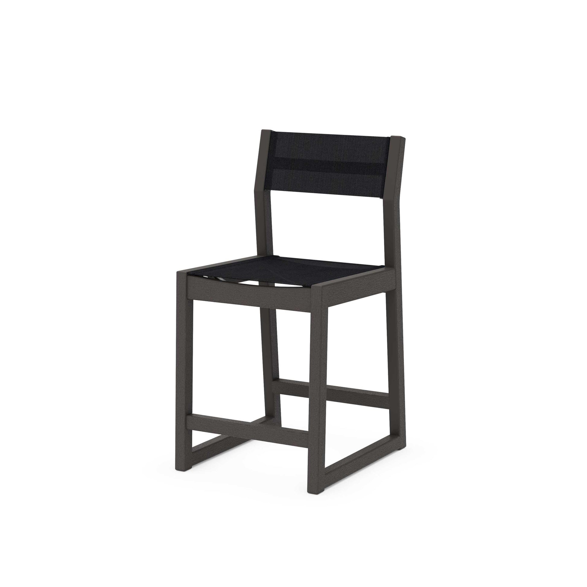 POLYWOOD EDGE Sling Counter Side Chair — Vintage Coffee / Black Sling
