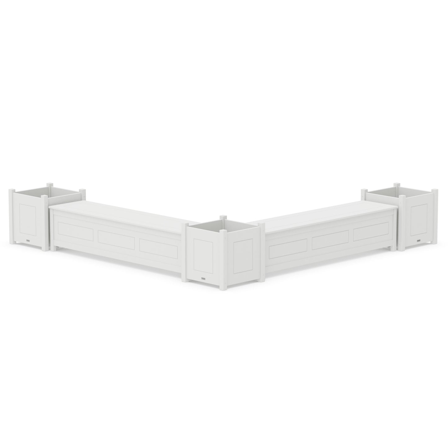 POLYWOOD 72" Country Living L- Shaped Planter Storage Bench Corner Set- Large — White