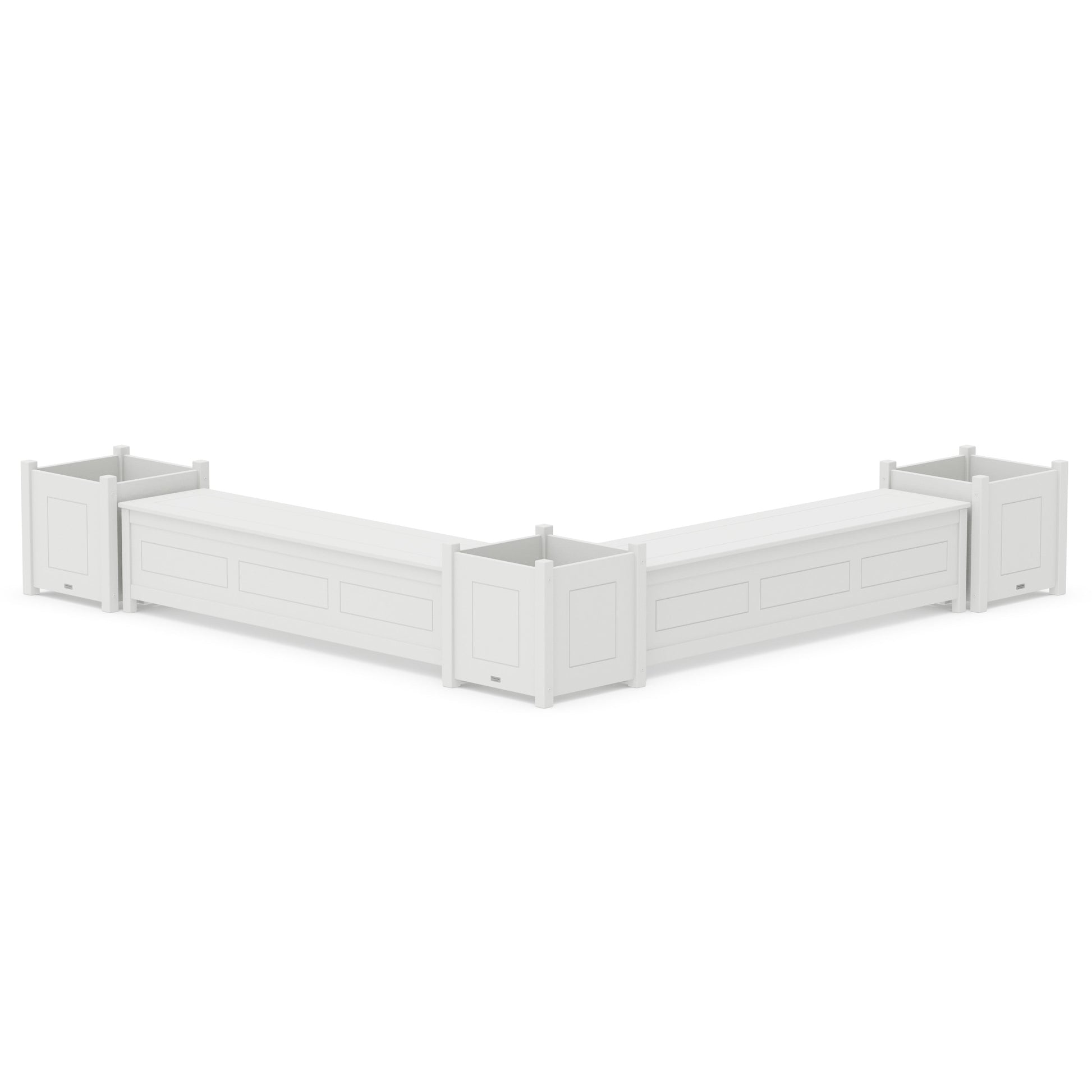 POLYWOOD 72" Country Living L- Shaped Planter Storage Bench Corner Set- Large — White