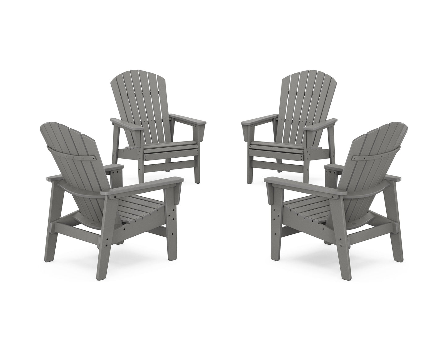 POLYWOOD 4-Piece Nautical Grand Upright Adirondack Chair Conversation Set — Slate Grey