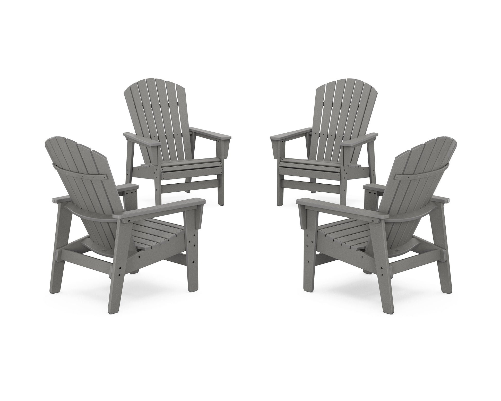 POLYWOOD 4-Piece Nautical Grand Upright Adirondack Chair Conversation Set — Slate Grey