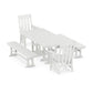 POLYWOOD Acadia 5-Piece Farmhouse Dining Set with Benches — White