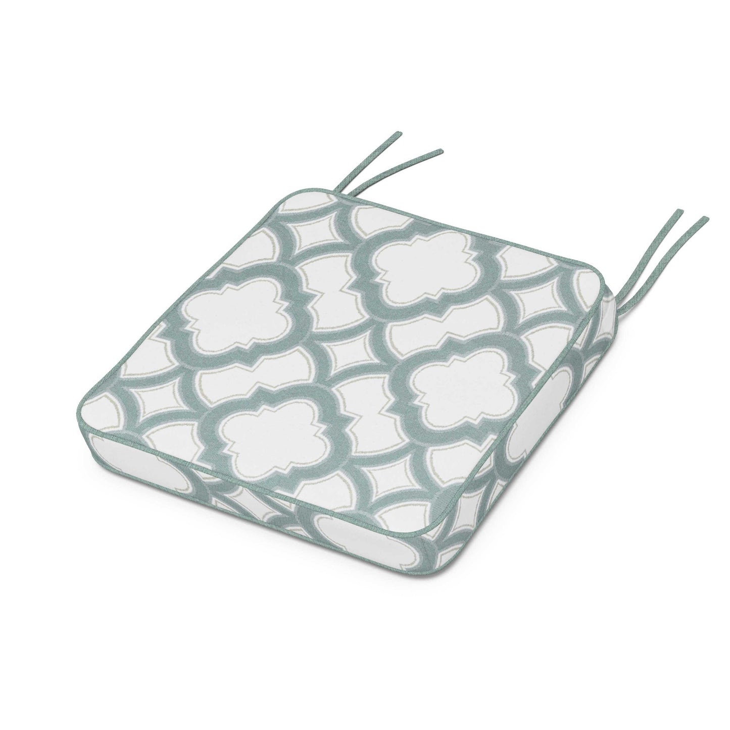 POLYWOOD Chinoiserie Side Chair Seat Cushion — Trellis Glacier Spa