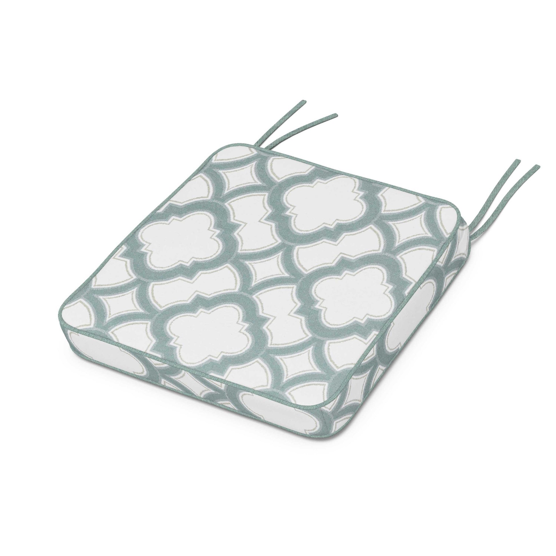 POLYWOOD Chinoiserie Side Chair Seat Cushion — Trellis Glacier Spa
