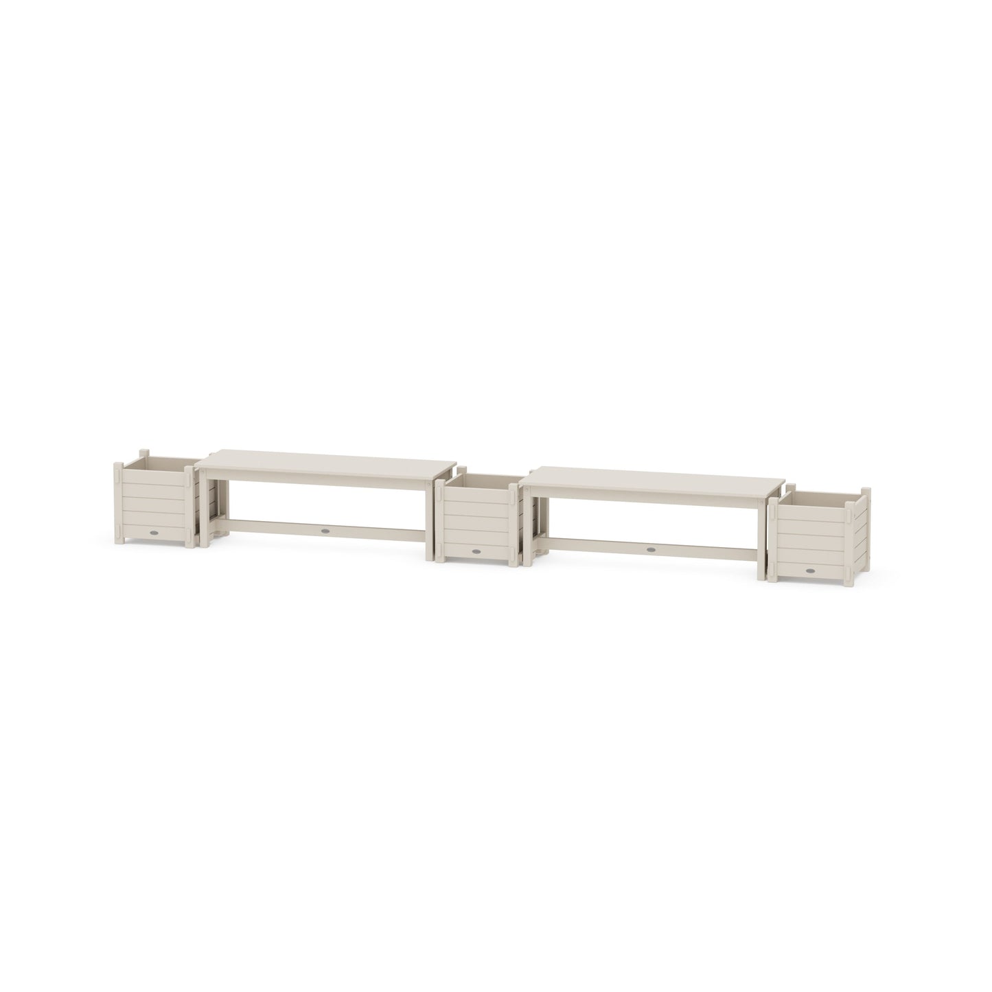 POLYWOOD 48" Nautical Straight Double Planter Bench Set — Sand