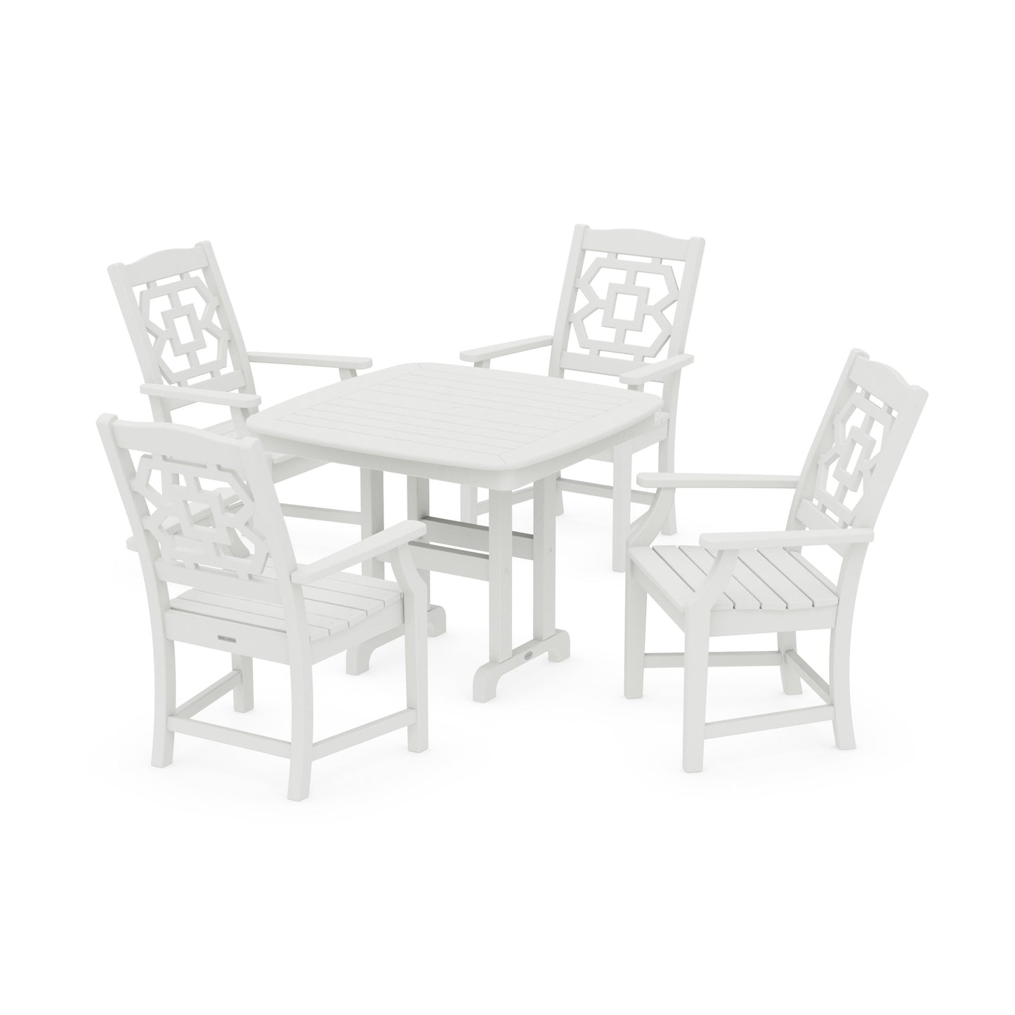 POLYWOOD Chinoiserie 5-Piece Dining Set — Vintage White