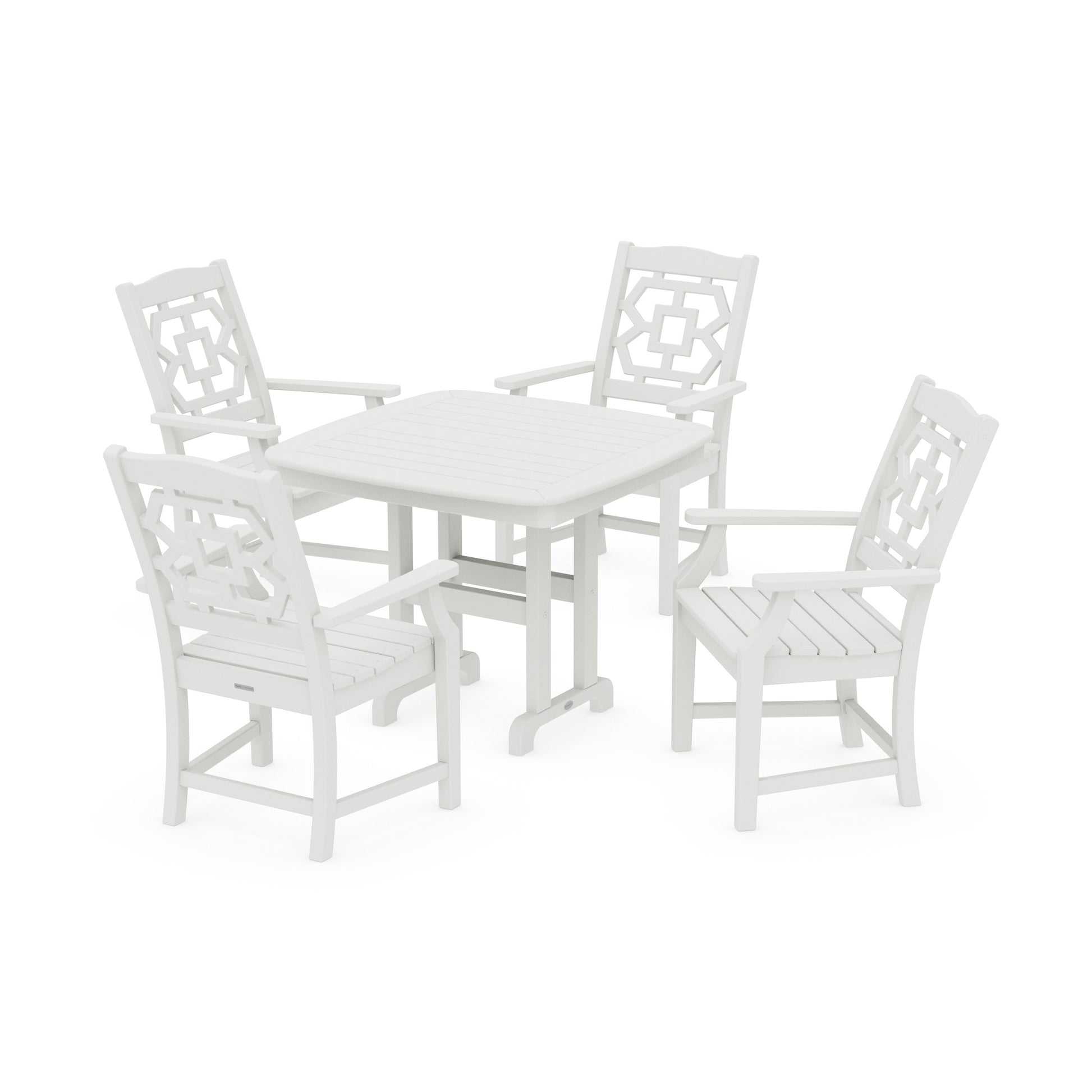 POLYWOOD Chinoiserie 5-Piece Dining Set — Vintage White