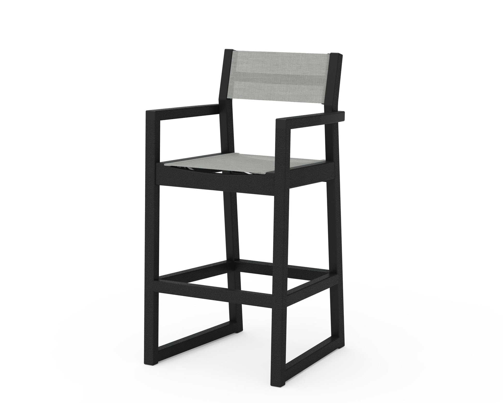 POLYWOOD EDGE Sling Bar Arm Chair — Black / Metallic Sling