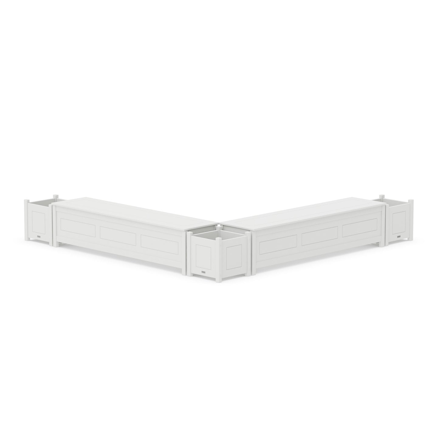POLYWOOD 72" Country Living L- Shaped Planter Storage Bench Corner Set — White