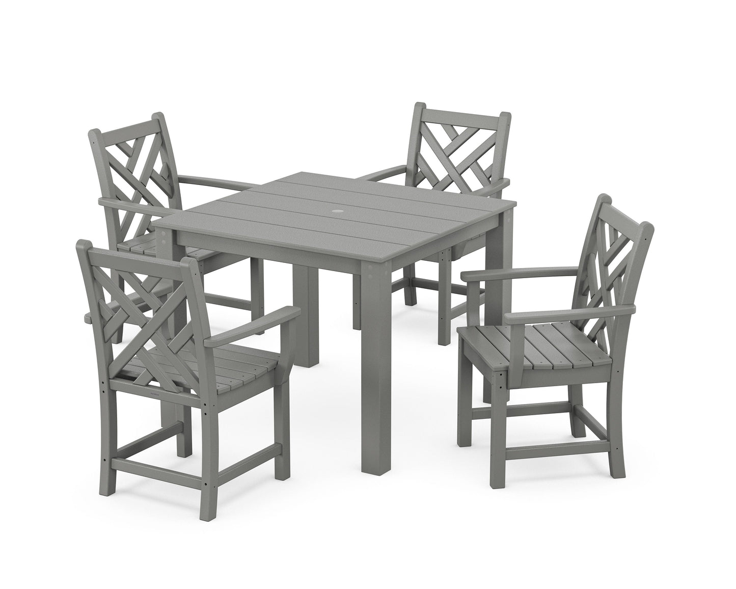 POLYWOOD Chippendale 5-Piece Parsons Dining Set — Slate Grey