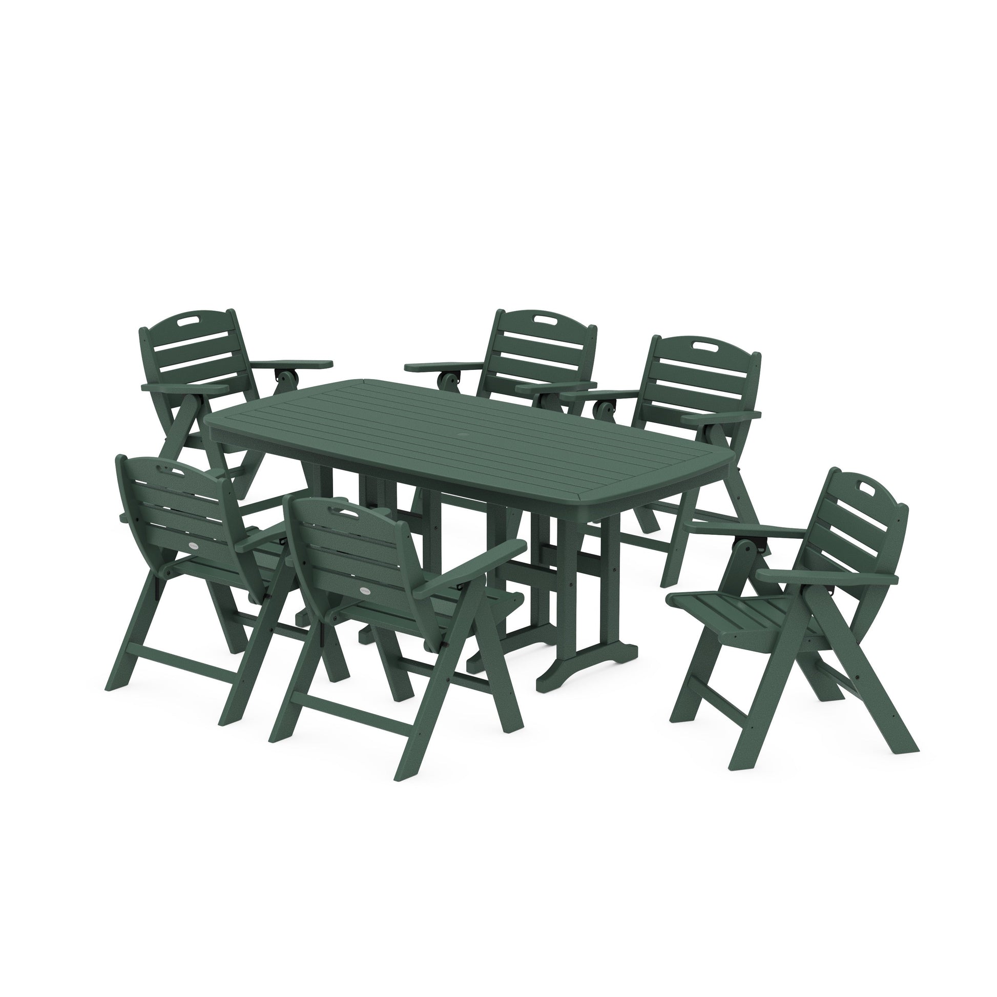 POLYWOOD Nautical Lowback 7-Piece Dining Set — Green