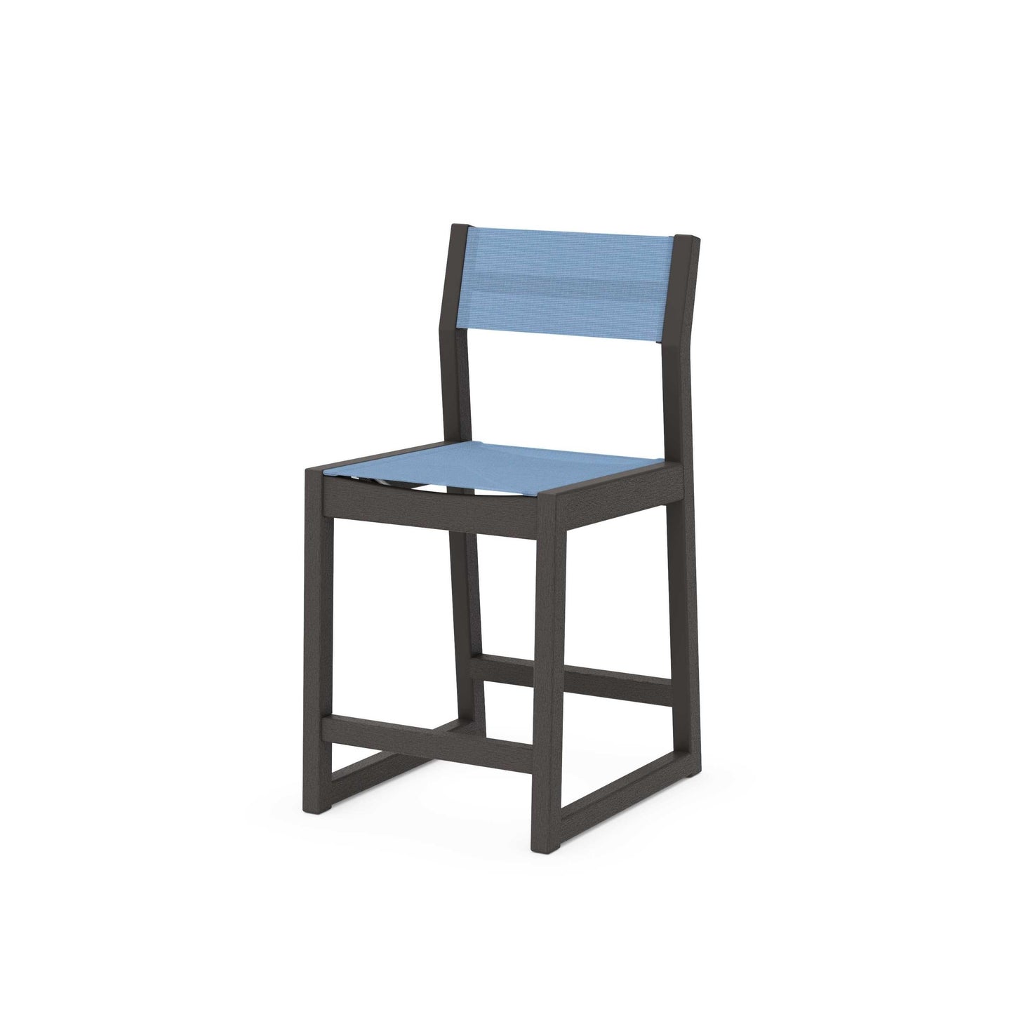 POLYWOOD EDGE Sling Counter Side Chair — Vintage Coffee / Poolside Sling