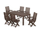 POLYWOOD Captain Folding Chair 7-Piece Parsons Dining Set — Mahogany