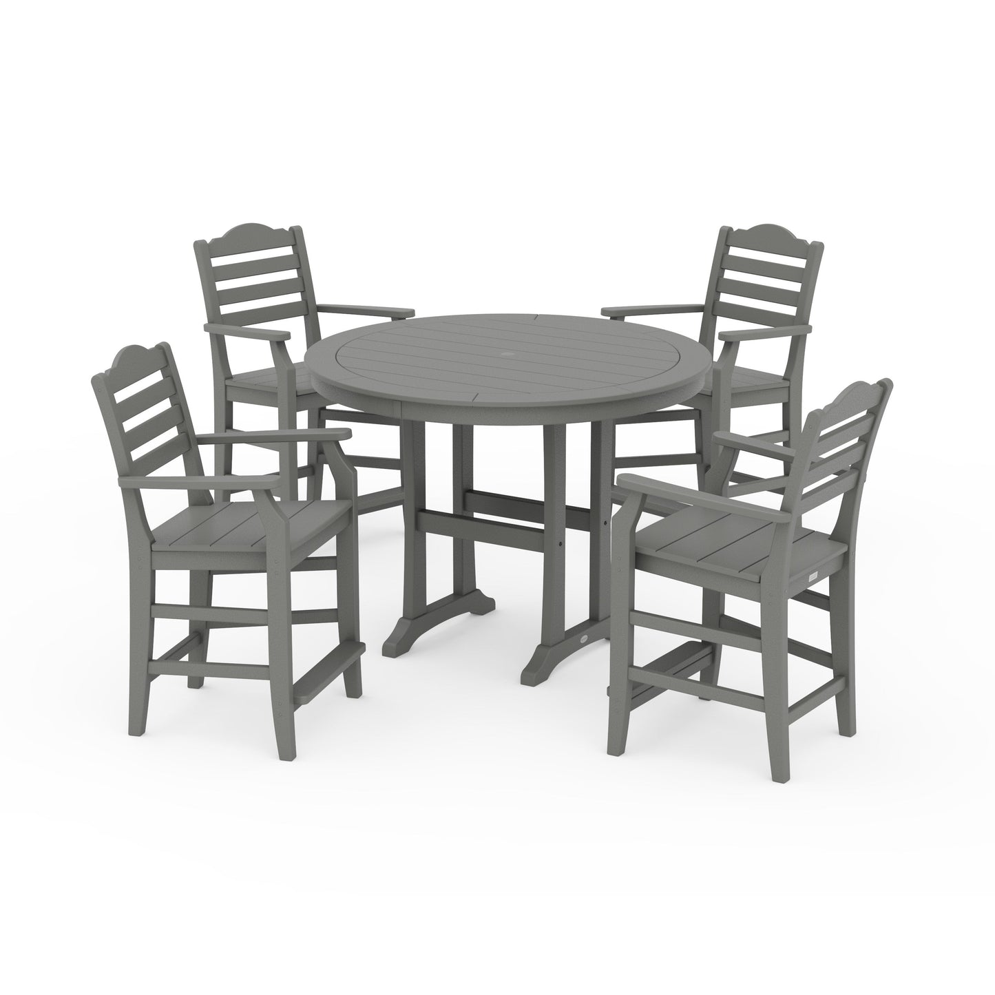 POLYWOOD Savannah 5-Piece Round Counter Set — Slate Grey