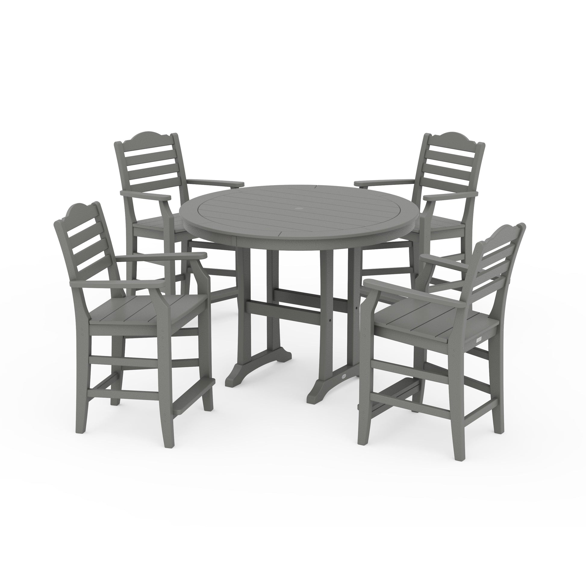 POLYWOOD Savannah 5-Piece Round Counter Set — Slate Grey