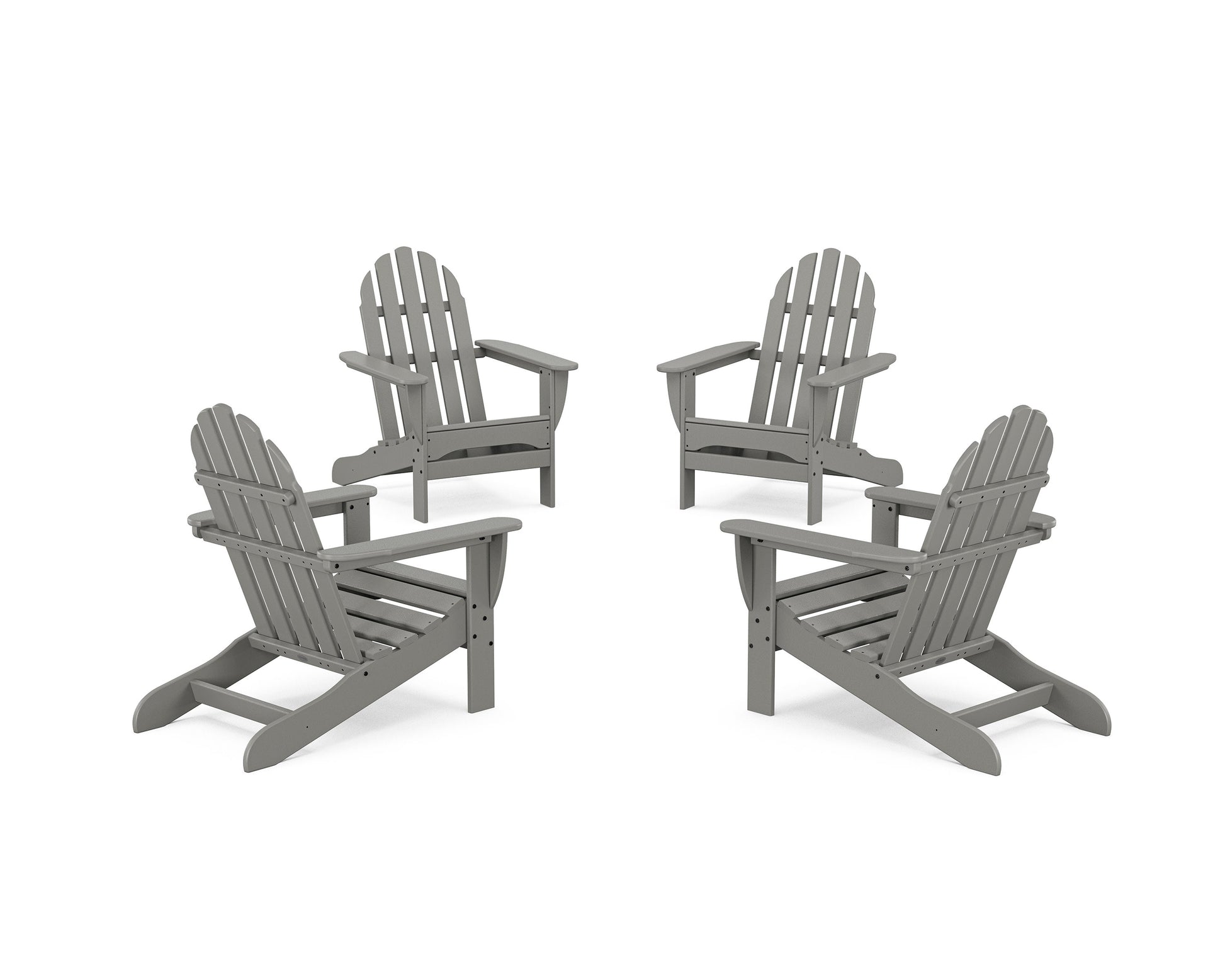 POLYWOOD 4-Piece Classic Adirondack Conversation Set — Slate Grey