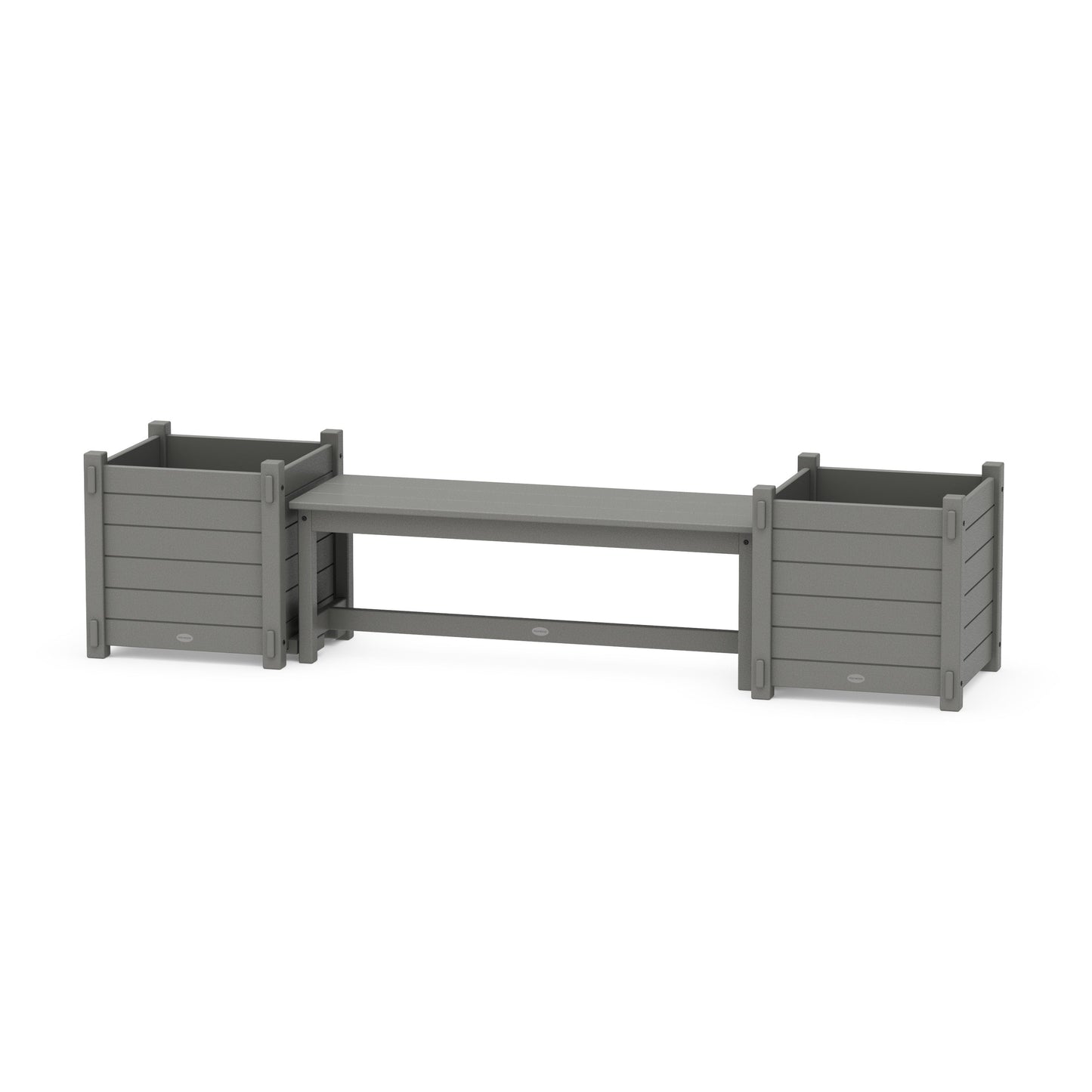 POLYWOOD 48" Nautical Straight Planter Bench Set - Large — Slate Grey