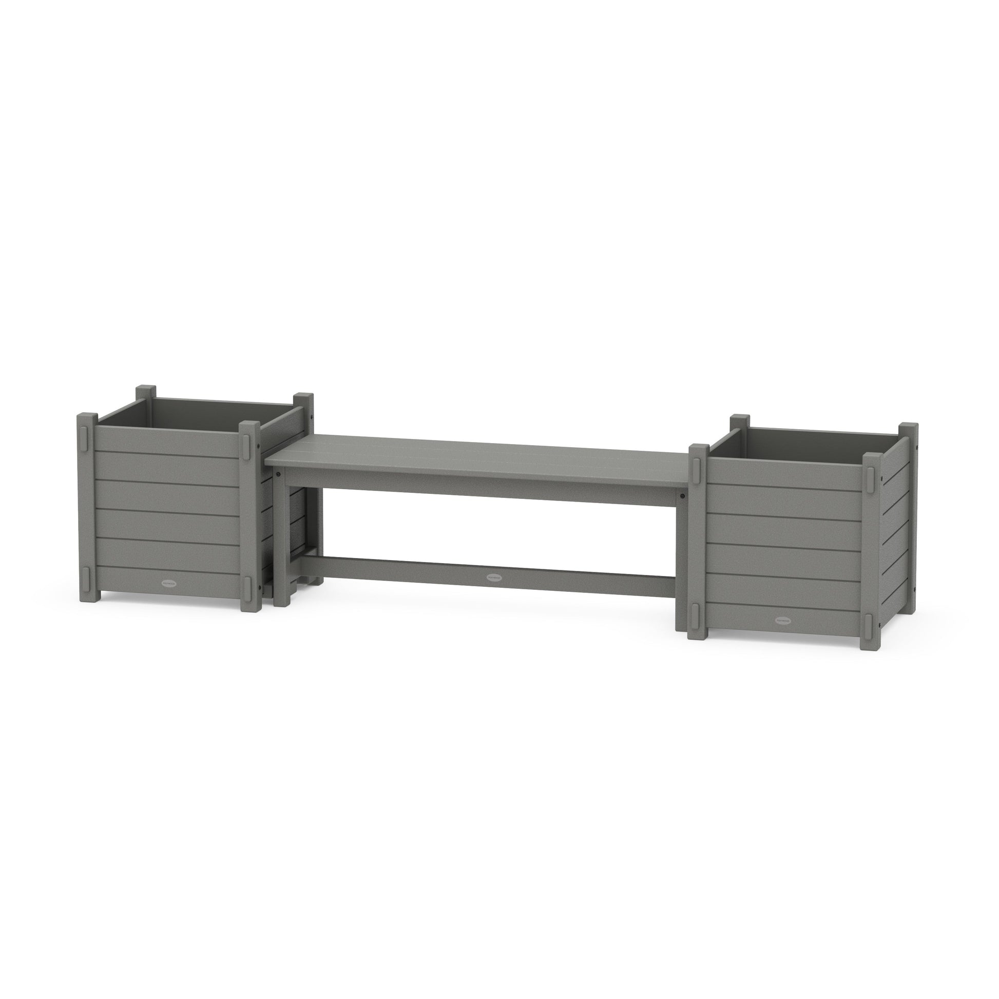 POLYWOOD 48" Nautical Straight Planter Bench Set - Large — Slate Grey
