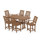 POLYWOOD Chinoiserie Arm Chair 7-Piece Counter Set with Trestle Legs — Teak