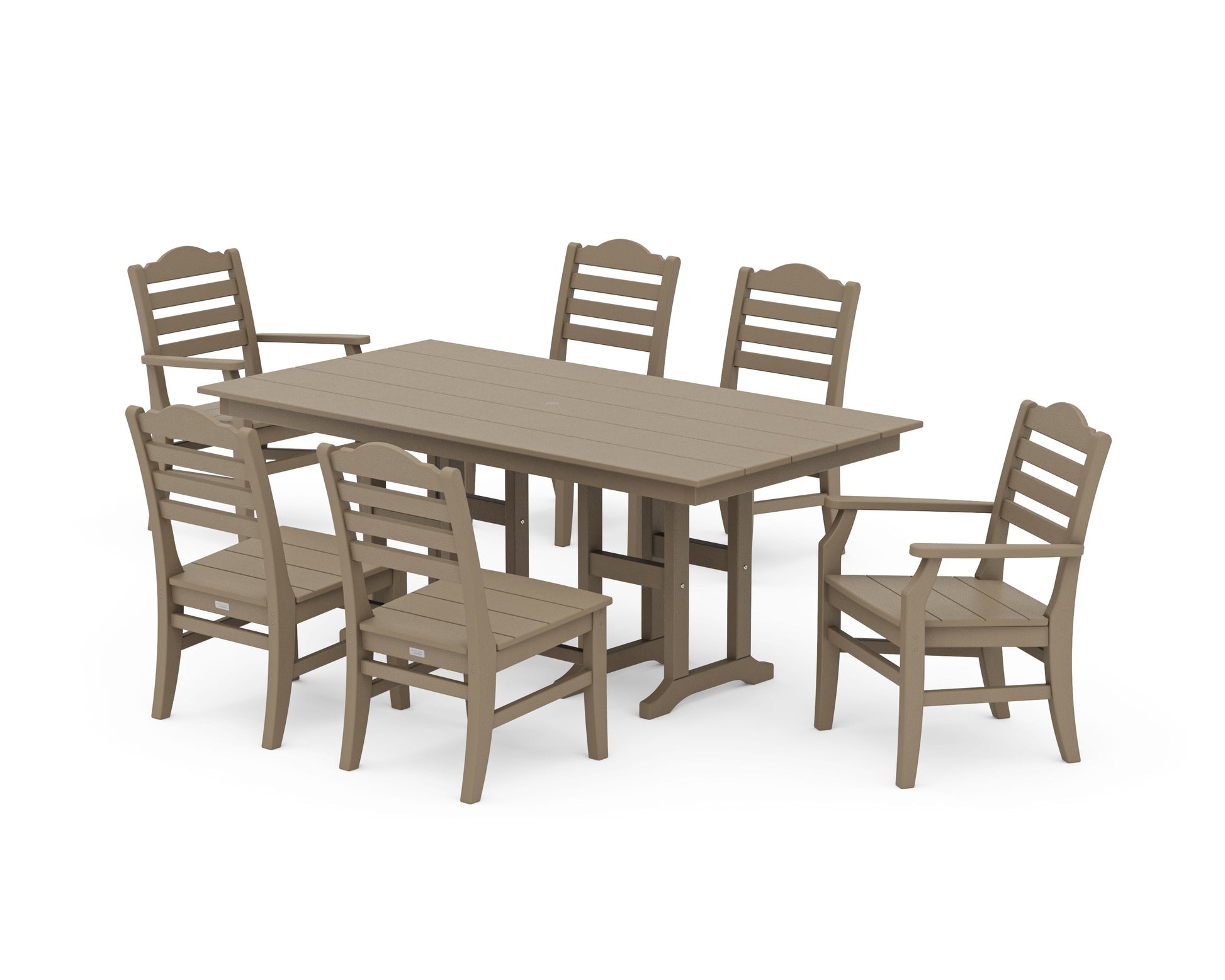 POLYWOOD Savannah 7-Piece Farmhouse Dining Set — Vintage Sahara