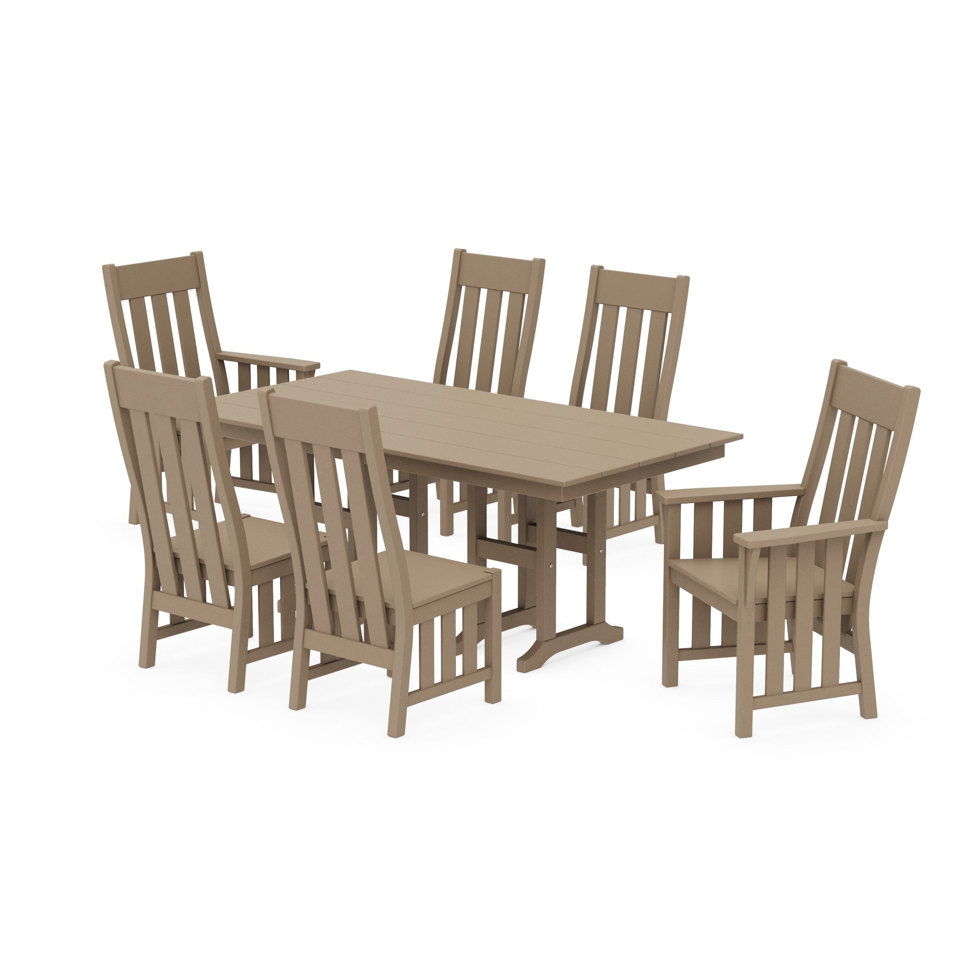 POLYWOOD Acadia 7-Piece Farmhouse Dining Set — Vintage Sahara
