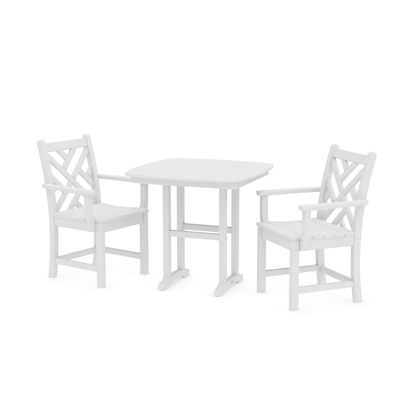 POLYWOOD Chippendale 3-Piece Dining Set — White