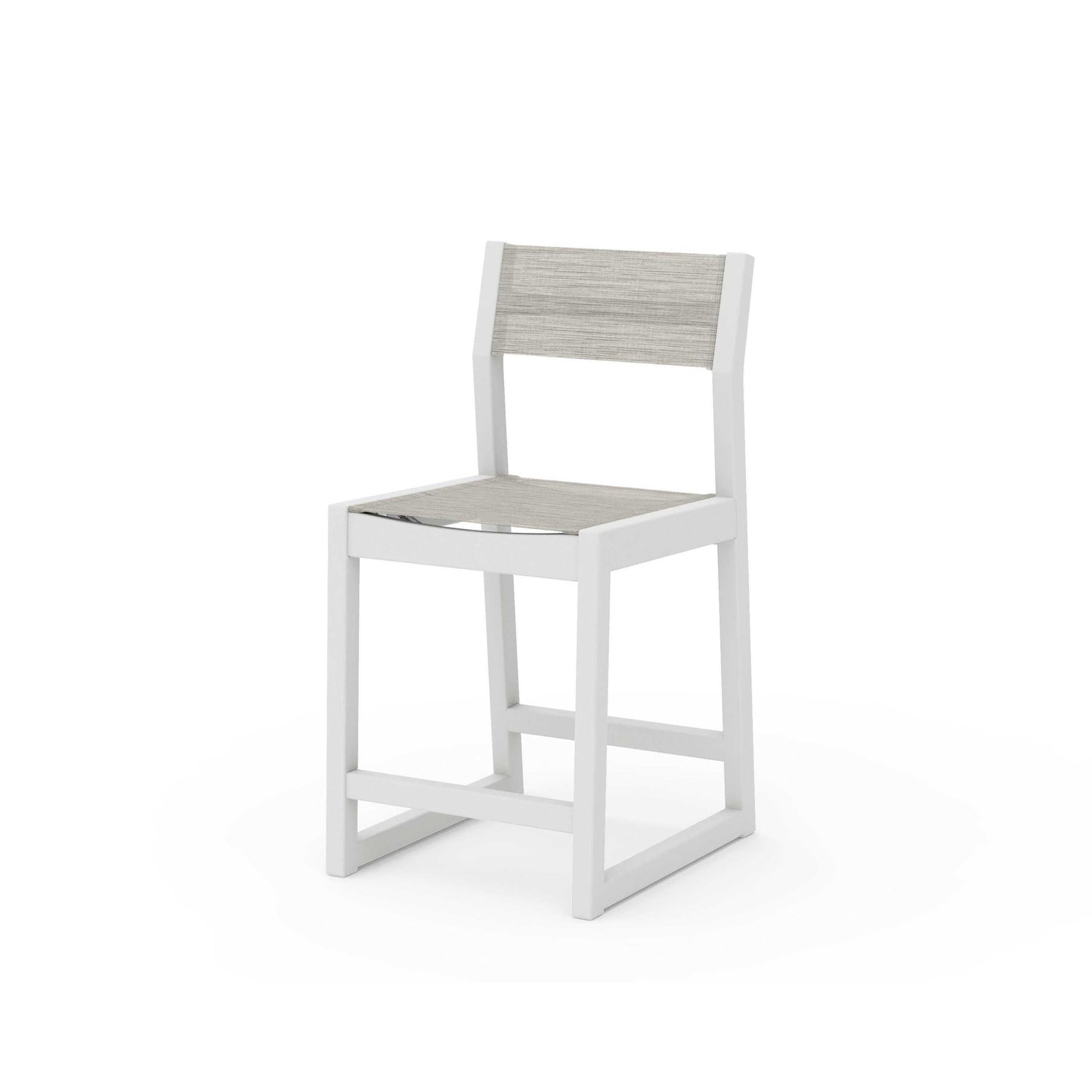 POLYWOOD EDGE Sling Counter Side Chair — Vintage White / Birch Sling