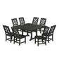 POLYWOOD Chinoiserie 9-Piece Square Side Chair Dining Set with Trestle Legs — Black