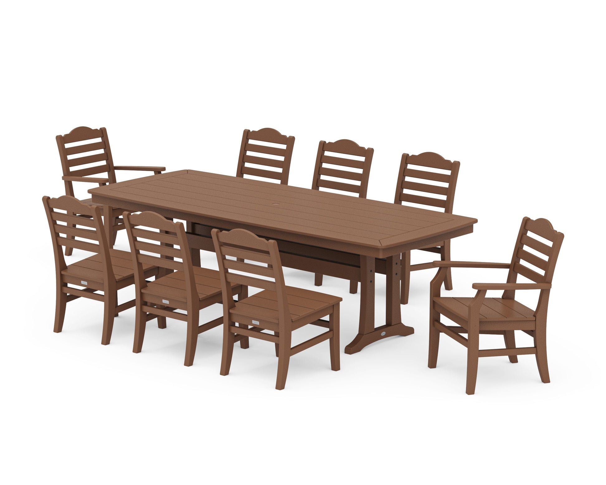 POLYWOOD Savannah 9-Piece Dining Set with Trestle Legs — Teak
