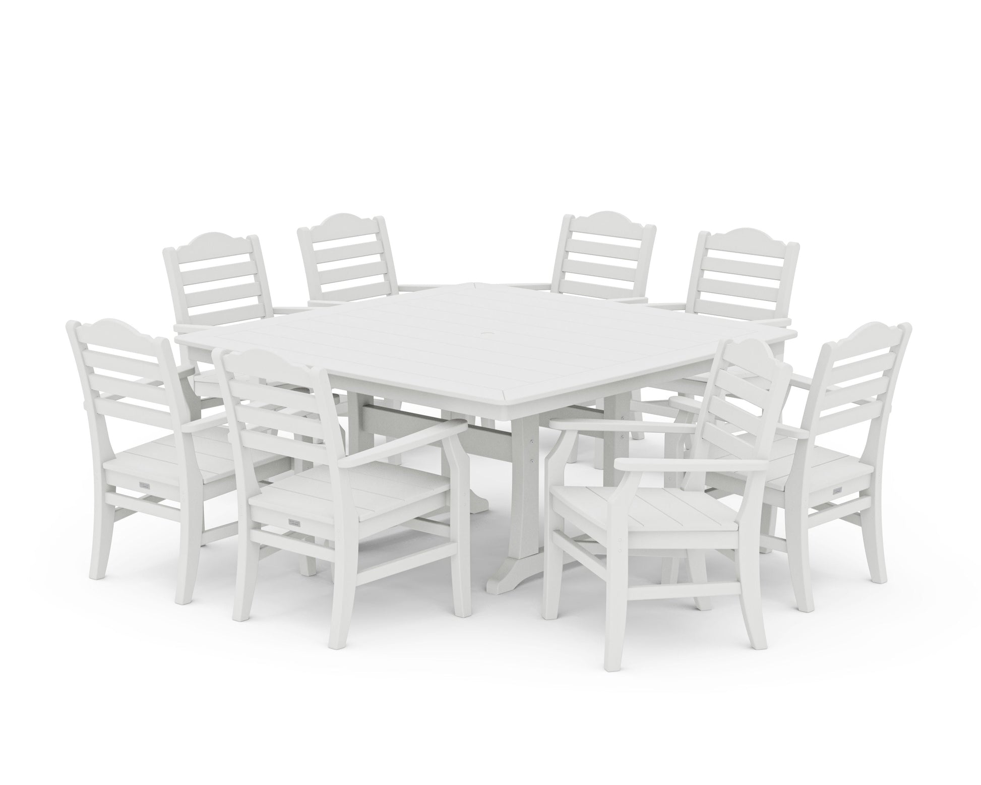 POLYWOOD Savannah 9-Piece Square Dining Set with Trestle Legs — Vintage White