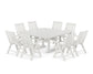 POLYWOOD Vineyard Folding Chair 9-Piece Square Dining Set with Trestle Legs — Vintage White