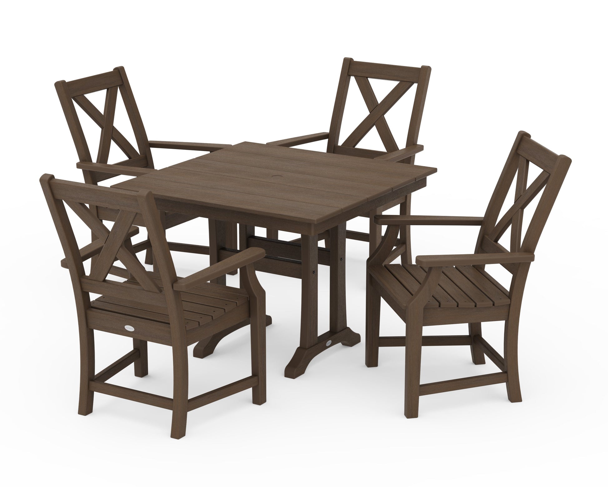 POLYWOOD Braxton 5-Piece Farmhouse Dining Set With Trestle Legs — Kona