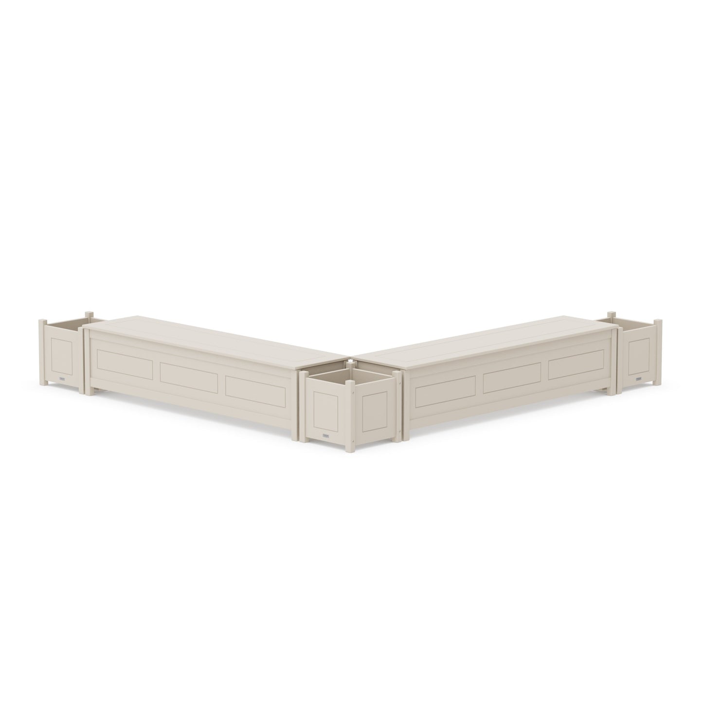POLYWOOD 72" Country Living L- Shaped Planter Storage Bench Corner Set — Sand