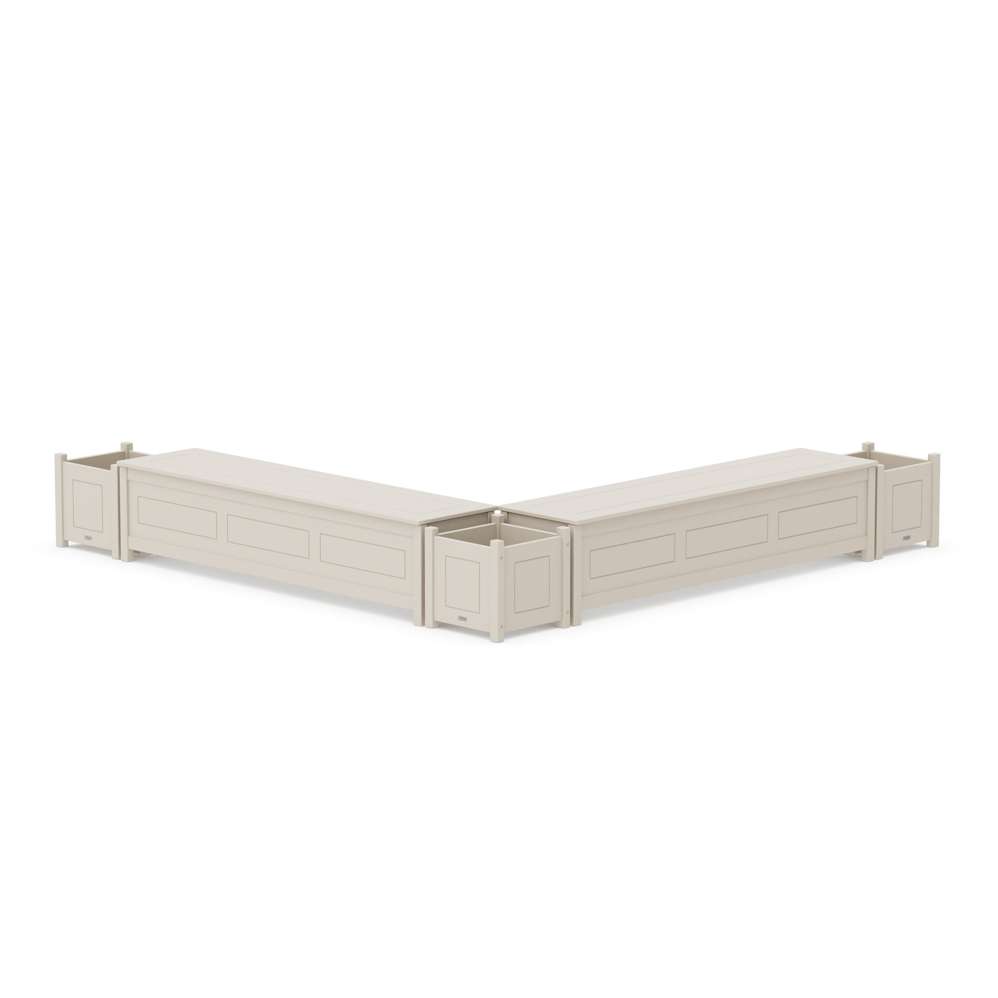 POLYWOOD 72" Country Living L- Shaped Planter Storage Bench Corner Set — Sand